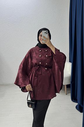 کت حجاب زرشکی زنانه اورسایز lurex moda - کد 919945410