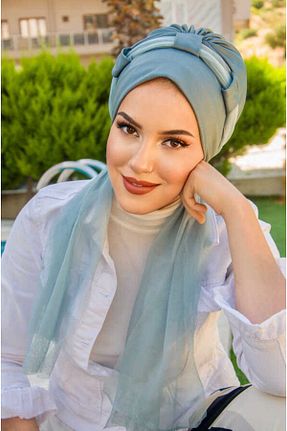 کلاه شنای حجاب آبی زنانه Aişe Tesettür - کد 837443323