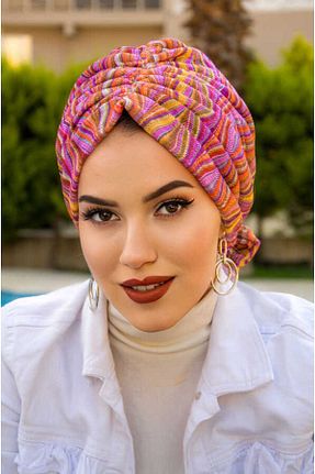 کلاه شنای حجاب نارنجی زنانه Aişe Tesettür - کد 838754348