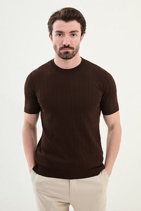 پلیور قهوه ای مردانه ساده Mcr - کد 919960218