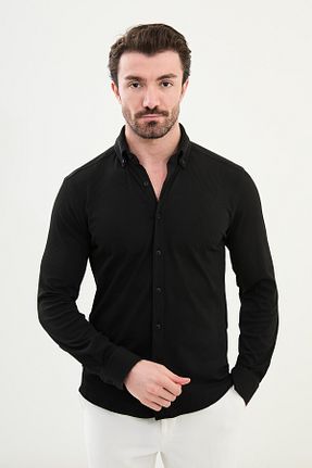 پیراهن مشکی مردانه اسلیم فیت Mcr - کد 919960935
