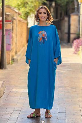 لباس سایز بزرگ فیروزه ای زنانه %100 پنبه Nevin Kaya Moda - کد 919979938
