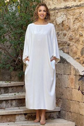 لباس سایز بزرگ سفید زنانه %100 پنبه Nevin Kaya Moda - کد 919979923