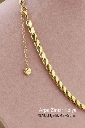 گردنبند استیل ( فولاد ) طلائی زنانه استیل (فولاد) Keyifli Hayaller - کد 920014052