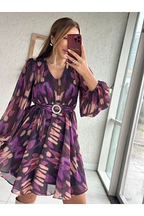 لباس بنفش زنانه بافتنی dml giyim - کد 920006260