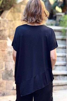 بلوز مشکی زنانه هندسی Nevin Kaya Moda - کد 920008172