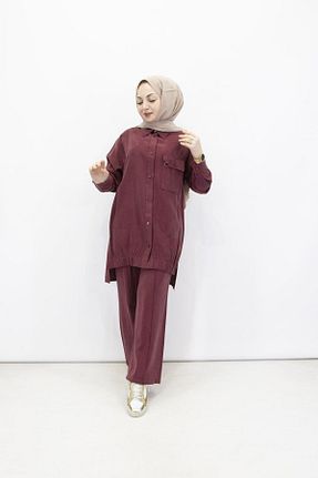 ست بالاتنه و پائین تنه زرشکی مردانه جین feray kaya - کد 920020882