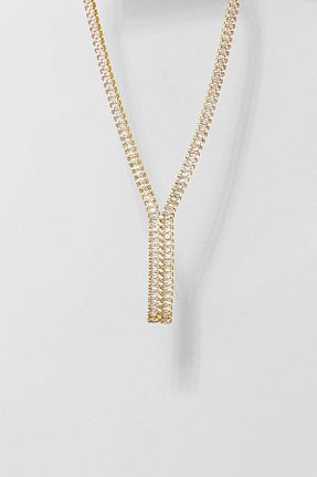 گردنبند استیل ( فولاد ) طلائی استیل ضد زنگ PRVT - کد 920015319
