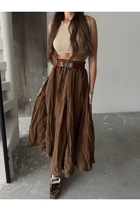 دامن قهوه ای زنانه پنبه ای Violet - کد 920043614
