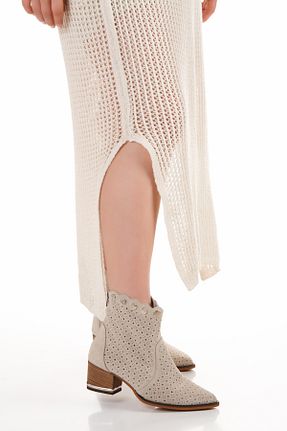 بوت / نیم بوت بژ زنانه چرم خالص PASSAGE SHOES - کد 315539278