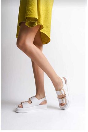 صندل سفید زنانه پاشنه ضخیم BERASHOES - کد 920059077
