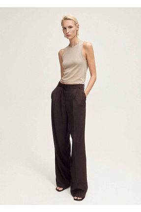 شلوار قهوه ای زنانه LyocelلیترKarışımlı MANGO - کد 920073332