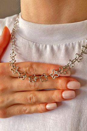 گردنبند جواهر طوسی زنانه روکش نقره Nicheloop - کد 920065373