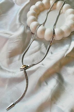 گردنبند استیل ( فولاد ) طوسی زنانه استیل ضد زنگ bellis atelier - کد 920077057