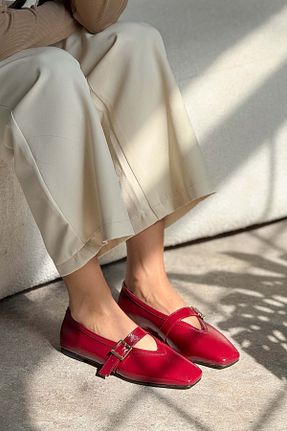 بابت زرشکی زنانه چرم مصنوعی NİŞANTAŞI SHOES - کد 919321863