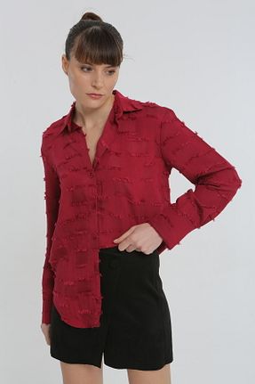 پیراهن زرشکی زنانه اورسایز YORSSTYLE - کد 882493038
