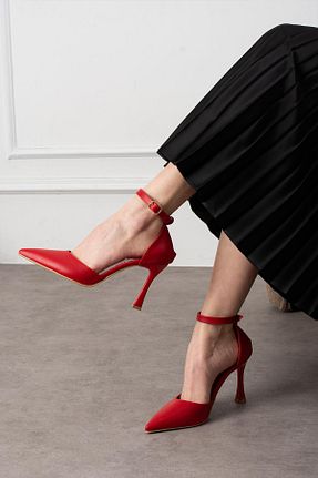 کفش پاشنه بلند کلاسیک قرمز زنانه ساتن ShoeTek - کد 920120480