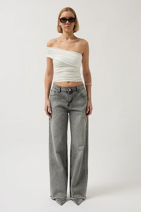 شلوار جین طوسی زنانه پاچه گشاد Kokosh moda - کد 931223209