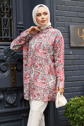 تونیک حجاب قرمز زنانه ویسکون Neva Style - کد 920150343