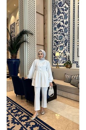 ست بالاتنه و پائین تنه حجاب سفید زنانه رگولار Genel Markalar - کد 475989342