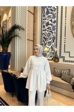 ست بالاتنه و پائین تنه حجاب سفید زنانه رگولار Genel Markalar - کد 475989342