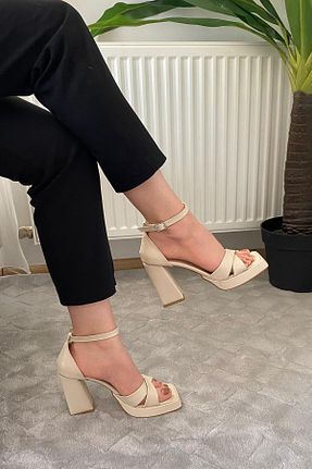 کفش پاشنه بلند پر بژ زنانه پاشنه بلند (10 سانتی متر و بالاتر) Preshley - کد 920482816