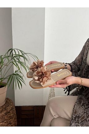 دمپائی بژ زنانه چرم مصنوعی Behtah Kundura - کد 920284341