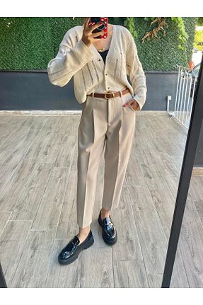 شلوار پارچه ای بژ زنانه بلند SGN - کد 920303606