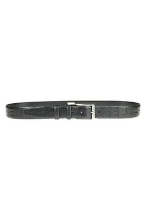 کمربند مشکی مردانه چرم خالص GUARD - کد 897260198