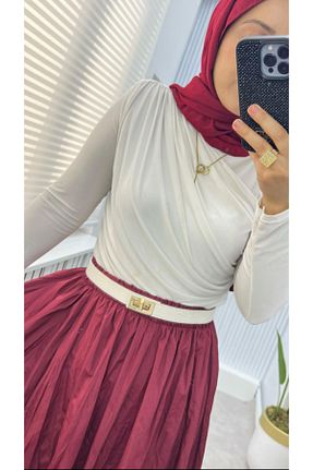 دامن زرشکی زنانه پارچه Rose - کد 920330457