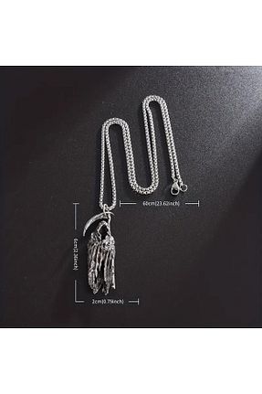 گردنبند استیل ( فولاد ) طوسی زنانه روکش نقره MİLALAZO - کد 920338709
