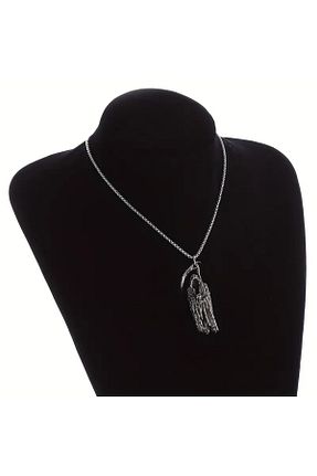 گردنبند استیل ( فولاد ) طوسی زنانه روکش نقره MİLALAZO - کد 920338709