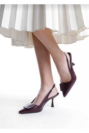 کفش پاشنه بلند کلاسیک زرشکی زنانه پاشنه نازک yıldız park - کد 920346076