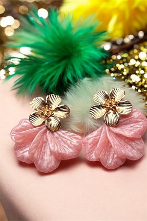 گوشواره استیل (فولاد) صورتی زنانه استیل (فولاد) The Simu - کد 920354500