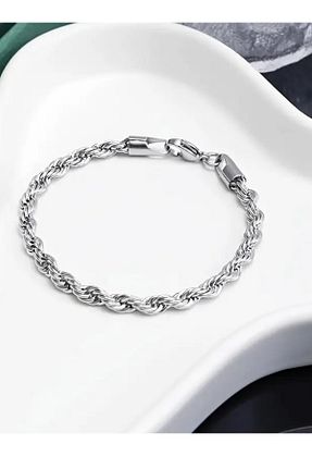 دستبند استیل (فولاد) طوسی زنانه استیل ضد زنگ The Simu - کد 920372027