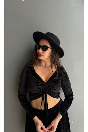 بلوز مشکی زنانه ساده Butik - کد 920400165