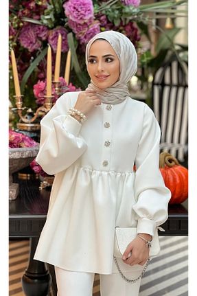 ست بالاتنه و پائین تنه حجاب سفید زنانه رگولار TUMA - کد 920374347
