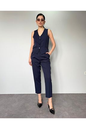 ست بالاتنه و پائین تنه سرمه ای زنانه بافتنی DEQ FASHION - کد 920396045