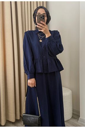 ست بالاتنه و پائین تنه حجاب سرمه ای زنانه رگولار MERİÇ BOUTİQUE - کد 920454529