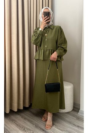ست بالاتنه و پائین تنه حجاب خاکی زنانه رگولار MERİÇ BOUTİQUE - کد 920454494