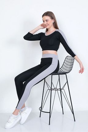 ست بالاتنه و پائین تنه مشکی زنانه بافتنی CELEN CIL - کد 920456555