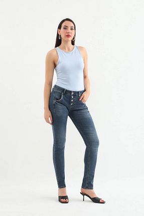 شلوار سرمه ای زنانه پنبه ای BANNY JEANS - کد 42408068