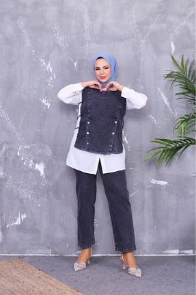 ست بالاتنه و پائین تنه مشکی زنانه جین Zümrüt - کد 920467948