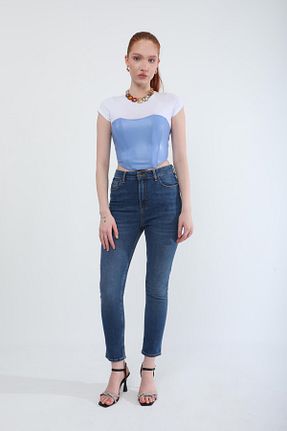 شلوار جین آبی زنانه پاچه تنگ Bluewhite - کد 901439273