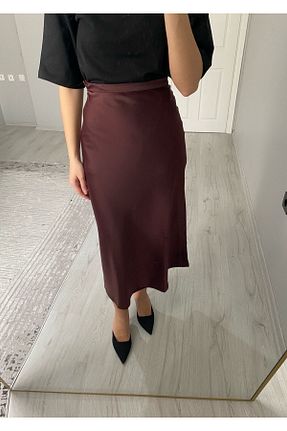 دامن زرشکی زنانه ساتن Niceboutique - کد 920474095