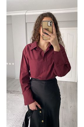 پیراهن زرشکی زنانه اورسایز Niceboutique - کد 920473979