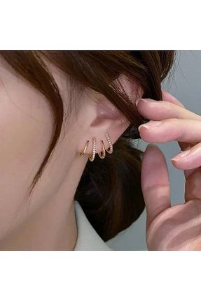 گوشواره جواهر طلائی زیرکن DEMOKAN - کد 806024228