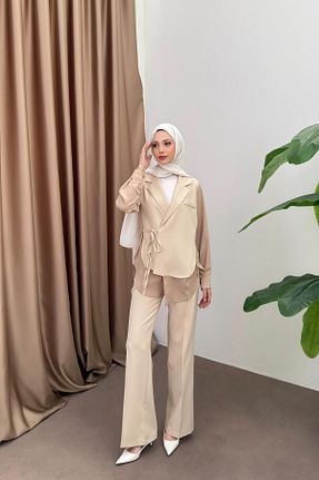 ست بالاتنه و پائین تنه طوسی زنانه بافتنی QUQA - کد 920511733