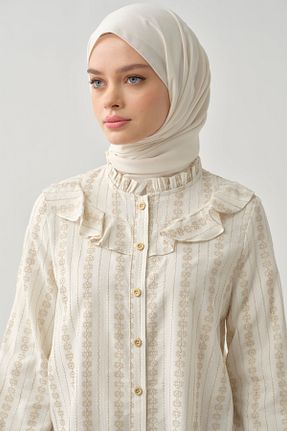 تونیک حجاب بژ زنانه پنبه پلی استر Tuğba - کد 921283412