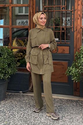 ست بالاتنه و پائین تنه حجاب خاکی زنانه رگولار Hilay - کد 920511816